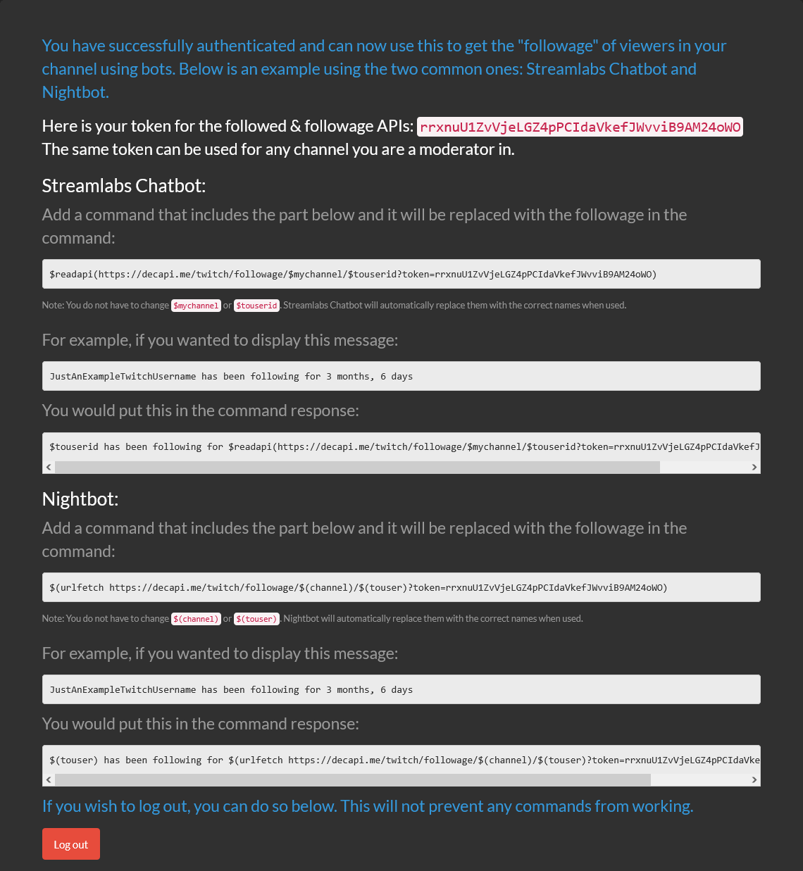 DecAPI Twitch authentication - step 2